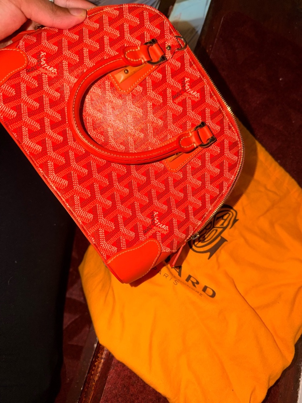 Goyard Orange Double-Zip handbag with Silver Hardware - Picture 4 of 9